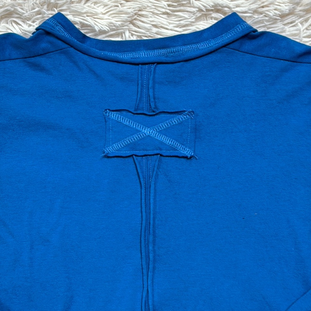 Zenana Henley Raw Seam Top 💗 Blue - Picture 13 of 16